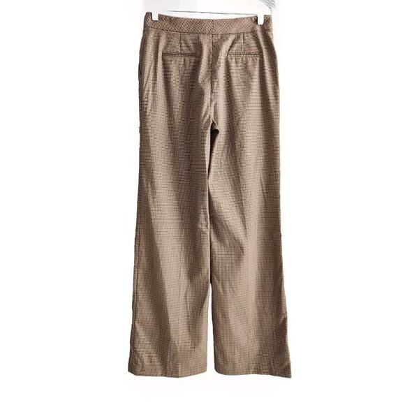 NWOT Coach Women's Brown Wool Blend Check Trousers Pants Size 0 - Picture 3 of 10